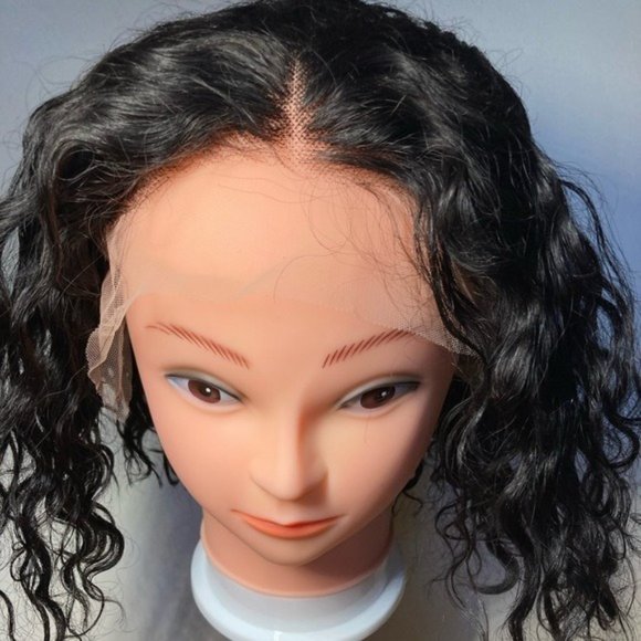 Short Bob Curly Human Hair Lace Front Wig - Picture 13 of 15